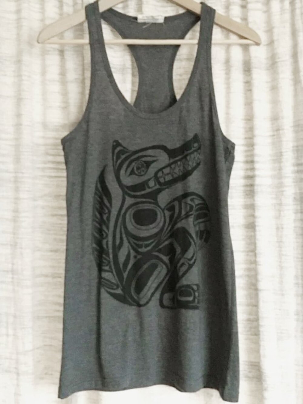 Indigenous Northwest Coast Wolf Graphic Tank Top Canadian Gothic Racerback